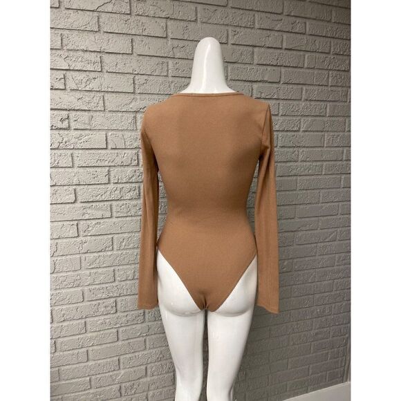 7 For All Mankind Asymmetrical Long Sleeve Bodysuit Size S - Picture 4 of 11